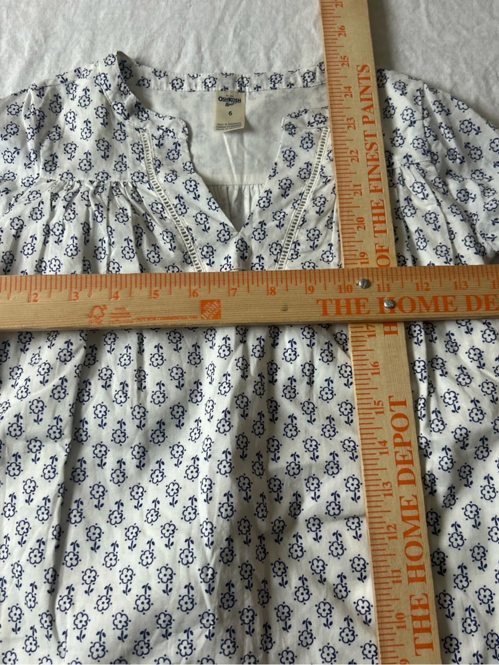 OshKosh B'gosh White Dress with Blue Floral Border